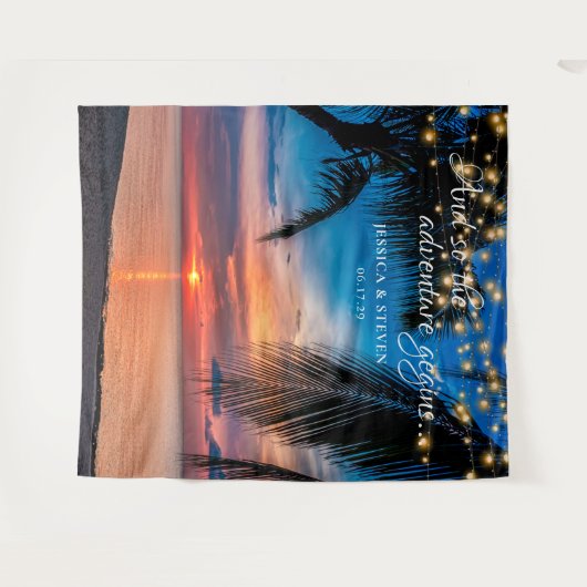 Tenture Elégant coucher de soleil d'été Palm Beach Mariage (Devant (Horizontal))