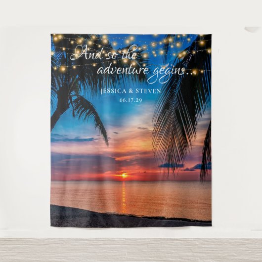 Tenture Elégant coucher de soleil d'été Palm Beach Mariage (Devant)