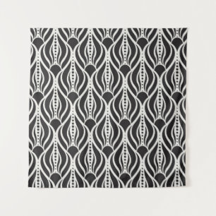 Tenture Élégant damas floral, patte art nouveau sans soudu