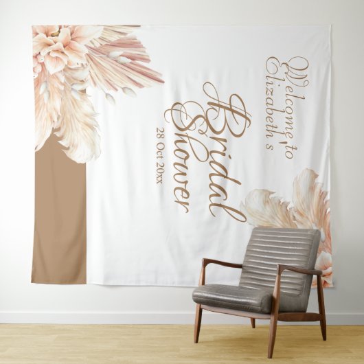 Tenture Élégant et tendance herbe de Pampas l Blanc Marron (En situation (horizontale))