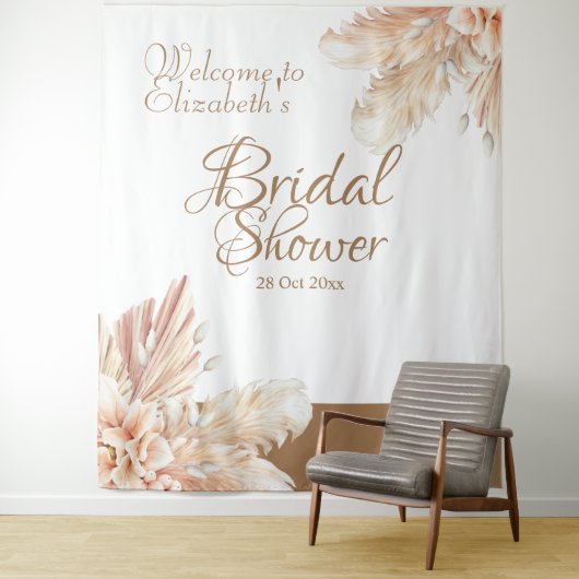 Tenture Élégant et tendance herbe de Pampas l Blanc Marron (En situation)