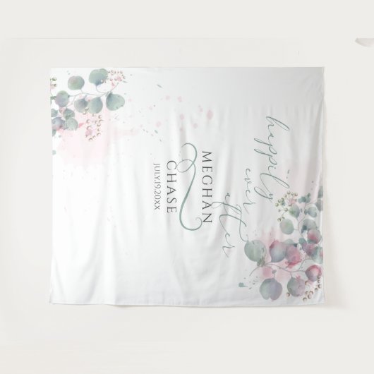 Tenture Élégant Eucalyptus rose et vert (Devant (Horizontal))