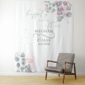 Tenture Élégant Eucalyptus rose et vert (En situation)