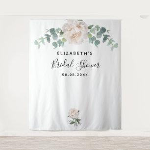 Tenture Élégant eucalyptus verdure blanc pour la douche de