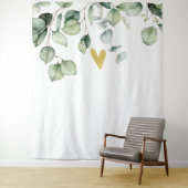 Tenture Elégant Eucalyptus Verdure Coeur Mariage fond (En situation)