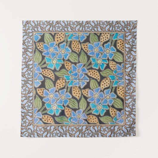 Tenture Élégant Fleur Bleu Périwinkle Floral Classic (Devant)