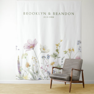 Tenture Élégant Fleur sauvage Pastel Soft Mariage botaniqu