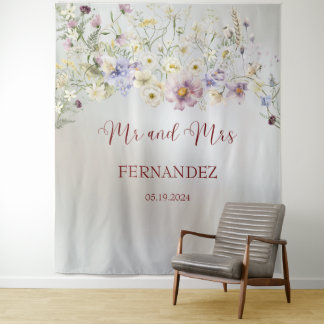 Tenture Elégant Floral Automne M. et Mme Mariage Contexte