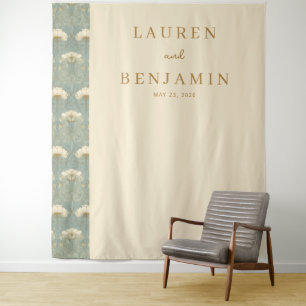 Tenture Élégant floral beige et or