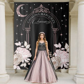 Tenture Élégant Floral Céleste Lune Stars Quinceañera