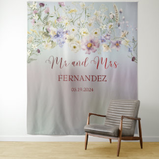Tenture Élégant Floral M. et Mme Mariage Tapestry