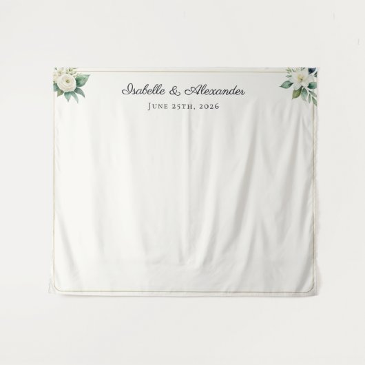 Tenture Elegant Floral Personalized Wedding Backdrop (Devant (Horizontal))