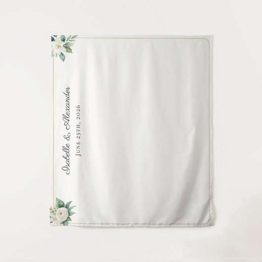 Tenture Elegant Floral Personalized Wedding Backdrop (Devant)
