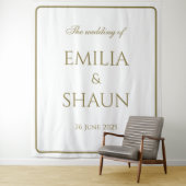 Tenture Elégant fond de Mariage blanc et or (En situation)