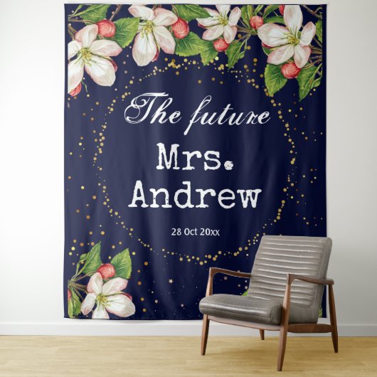 Tenture Elégant futur mme marine bleu floral or parties sc (En situation)