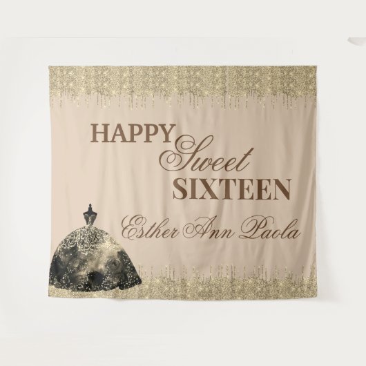 Tenture Elégant Glam Gold Brown Parties scintillant douce  (Devant (Horizontal))