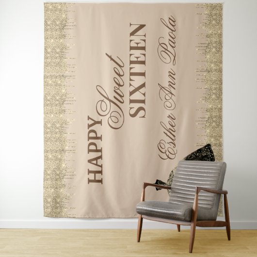 Tenture Elégant Glam Gold Brown Parties scintillant douce  (En situation)