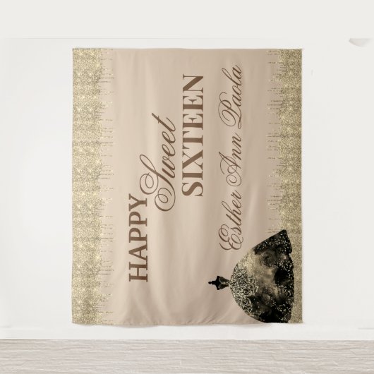 Tenture Elégant Glam Gold Brown Parties scintillant douce  (Devant)