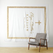 Tenture Elegant Gold Cross Baptism Photo Booth fond (En situation (horizontale))