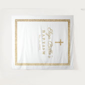 Tenture Elegant Gold Cross Baptism Photo Booth fond (Devant (Horizontal))