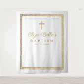 Tenture Elegant Gold Cross Baptism Photo Booth fond (Devant)