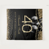 Tenture Elegant Gold Diamonds 40th Birthday Party Backdrop (Devant (Horizontal))