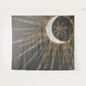 Tenture Elegant Gold Doodles Sun Moon Mandala Design (Devant (Horizontal))