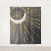 Tenture Elegant Gold Doodles Sun Moon Mandala Design (Devant)