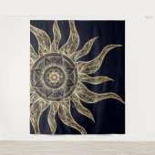 Tenture Elégant Gold Sun Mandala Blue Nebula Design (Devant)