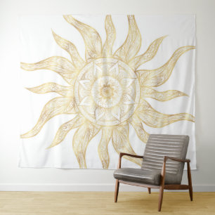 Tenture Elégant Gold Sun Mandala Design