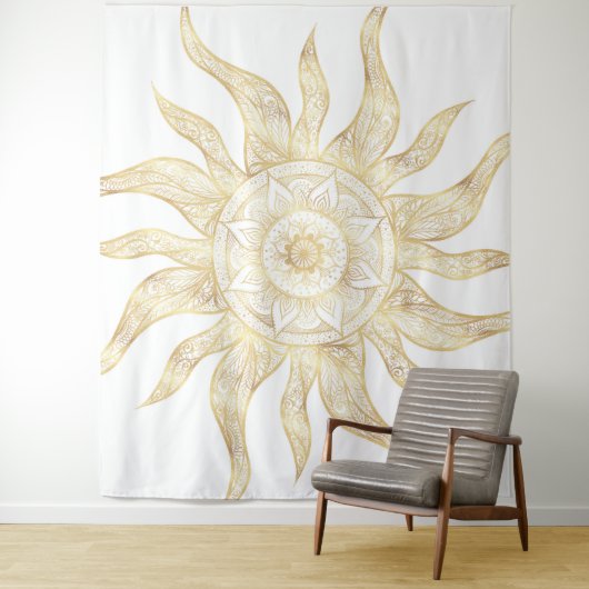 Tenture Elégant Gold Sun Mandala Design (En situation)