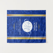 Tenture Élégant Graduation Monogramme Bleu Marbre Or Huile (Devant (Horizontal))
