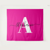 Tenture Élégant grand monogramme A rose chaud Script (Devant (Horizontal))