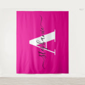 Tenture Élégant grand monogramme A rose chaud Script (Devant)