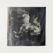 Tenture Elégant Gris Abstrait avec Cheval baroque d'or (Devant (Horizontal))