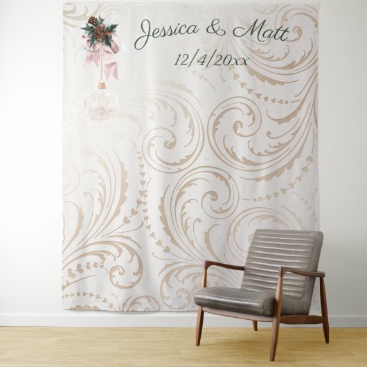 Tenture Elégant ivoire et or Mariage de Noël Contexte (En situation)