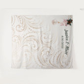Tenture Elégant ivoire et or Mariage photo Booth Backgro (Devant (Horizontal))