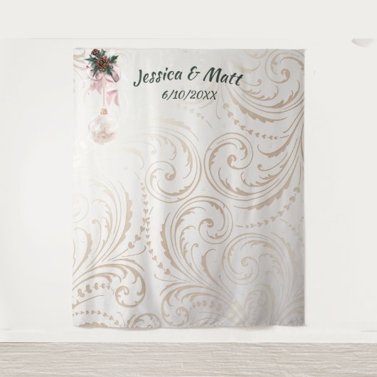 Tenture Elégant ivoire et or Mariage photo Booth Backgro (Devant)