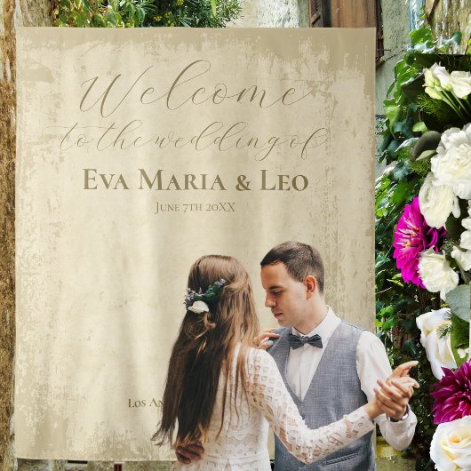 Tenture Élégant Mariage de bienvenue de bord de grunge off