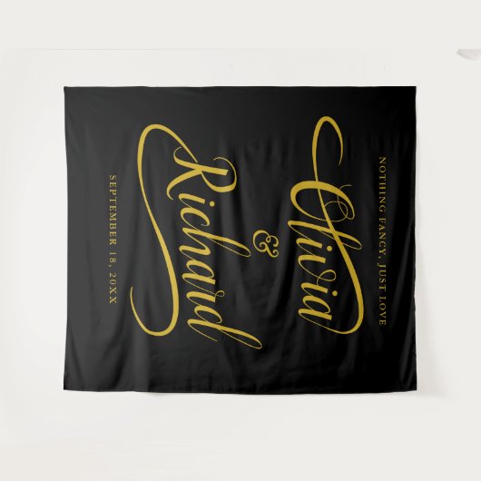 Tenture Élégant Mariage de calligraphie manuscrite en or (Devant (Horizontal))