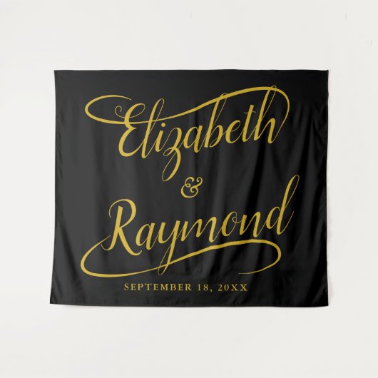 Tenture Élégant Mariage de calligraphie manuscrite en or (Devant (Horizontal))