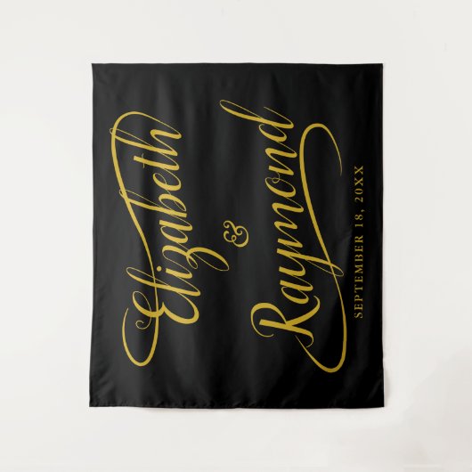 Tenture Élégant Mariage de calligraphie manuscrite en or (Devant)