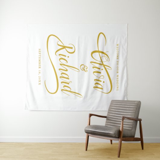 Tenture Élégant Mariage de calligraphie manuscrite Gold Sw (En situation (horizontale))