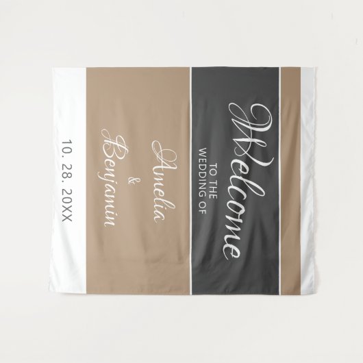 Tenture Élégant Mariage de script gris clair simple (Devant (Horizontal))