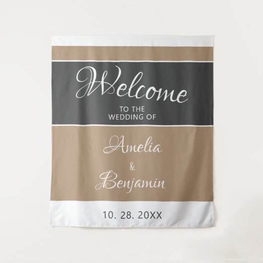 Tenture Élégant Mariage de script gris clair simple (Devant)