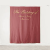 Tenture Élégant Mariage de script Monogramme en or en terr (Devant)