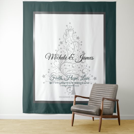Tenture Élégant mariage d'hiver Emerald Green Silver (En situation)