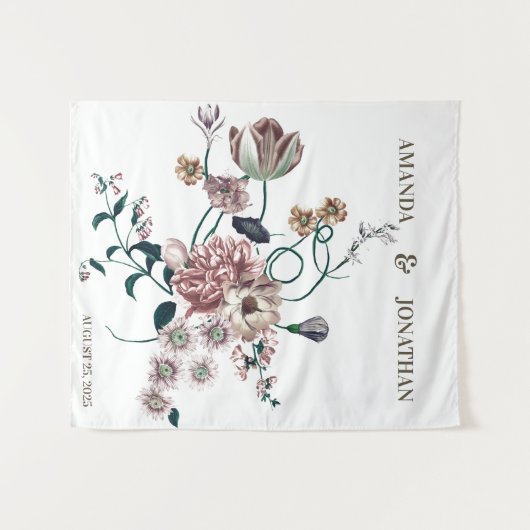 Tenture Elégant Mariage Fleur sauvage Photo Booth Backdrop (Devant (Horizontal))