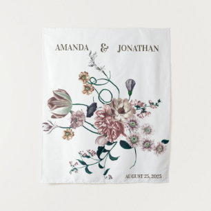 Tenture Elégant Mariage Fleur sauvage Photo Booth Backdrop