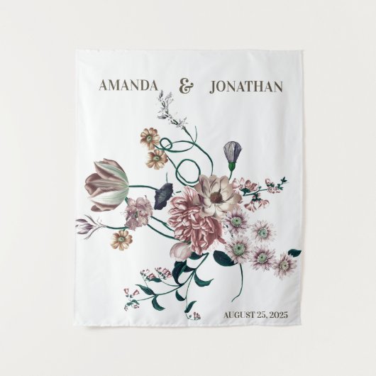 Tenture Elégant Mariage Fleur sauvage Photo Booth Backdrop (Devant)